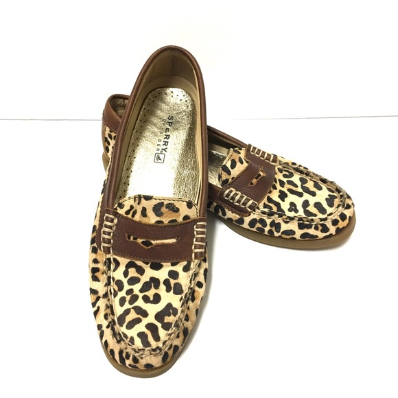 leopard sperry loafers